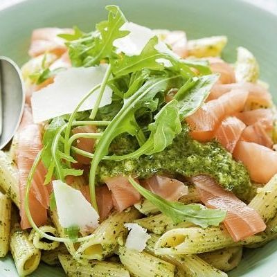 penne met zalm